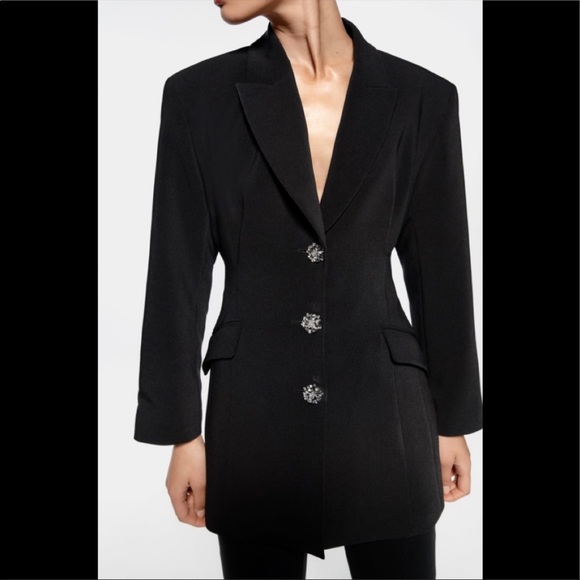 ZARA BLOGGERS FAV NWT LONG BLAZER WITH JEWEL BUTTONS - Picture 11 of 16
